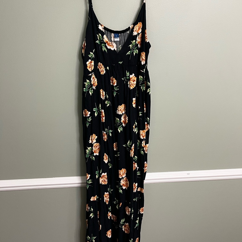 Old Navy Black Floral Maxi Dress